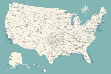 United States - Highly Detailed Vector Map of the USA. Ideally for the Print Posters
