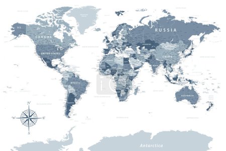 Weltkarte - Hochdetaillierte Vektorkarte der Welt. Ideal für die Print-Plakate