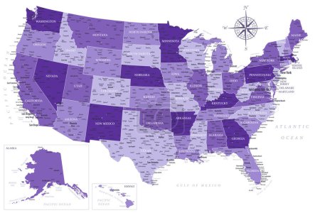 United States - Highly Detailed Vector Map of the USA. Ideally for the Print Posters