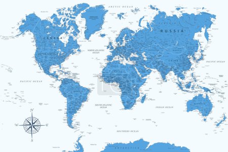 Mapa del mundo - Mapa vectorial altamente detallado del mundo. Idealmente para los Carteles de Impresión