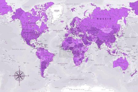 Mapa del mundo - Mapa vectorial altamente detallado del mundo. Idealmente para los Carteles de Impresión