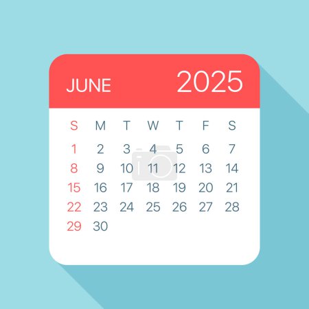 June 2025 Calendar Leaf - Vector Illustration