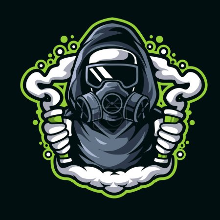 Illustration for Gas Mask Man Mascot Logo vector - Royalty Free Image