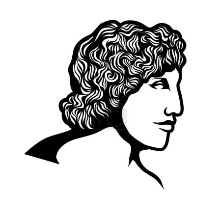 Illustration for Ancient Greek Philosopher Figure Face Head Statue Sculpture Logo design - Royalty Free Image