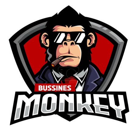Affe Maskottchen Logo Vektor. Animal vector illustration. Geek monkey logo