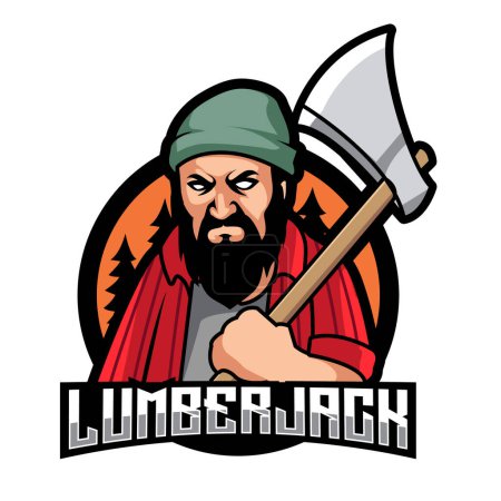 Illustration for Vector illustration of lumberjack emblem, label, badge, logo - Royalty Free Image