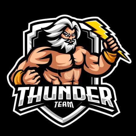 Illustration for Zeus Thunder God mascot esport logo design illustrations vector template - Royalty Free Image