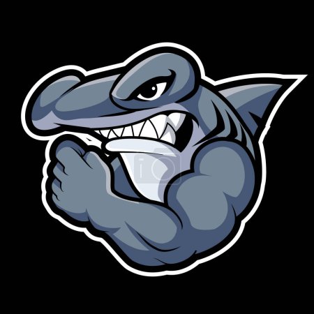Mascota de tiburón de dibujos animados. Ilustración del clip vectorial