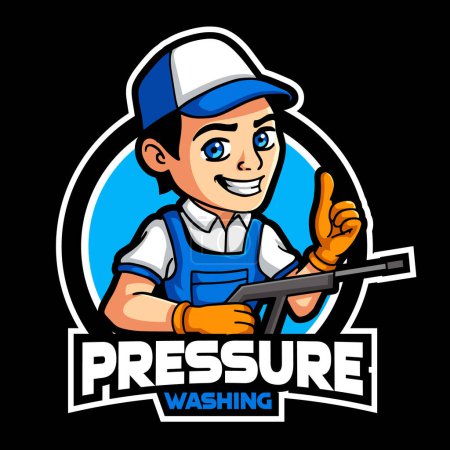 Téléchargez les illustrations : Mascotte de Washer Pressure worker caractère - en licence libre de droit
