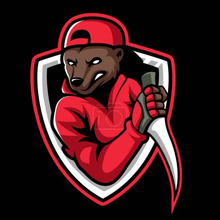 Illustration for Bear ninja mascot logo design. Bear ninja vector illustration - Royalty Free Image