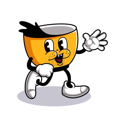 Espresso Coffee Cup Character, Retro Mascot Character
