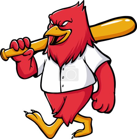 Kardinal Baseball Maskottchen Cartoon Vektor Illustration