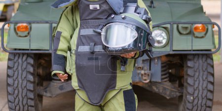 Photo for Close-up view of the Explosion-Proof Explosion Proof Body Armor and Police/Military Safety Glove. - Royalty Free Image