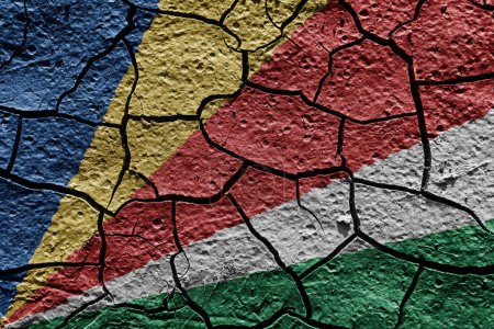 Téléchargez les photos : Seychelles flag on a mud texture of dry crack on the ground - en image libre de droit