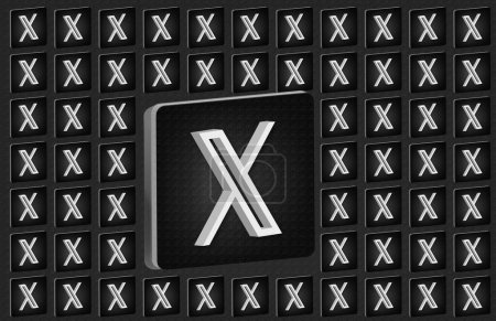 Foto de Twitter x nuevo logo- fondo-3D - Imagen libre de derechos