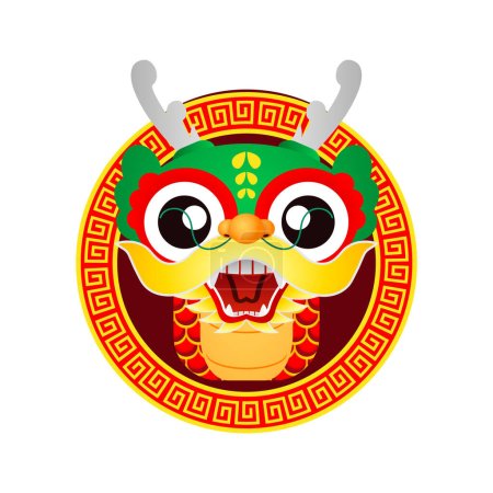 Illustration for Happy Chinese new year 2024 with little dragon greeting gong xi fa cai, the year of the dragon zodiac, Capricorn calendar, cute Cartoon isolated white background vector illustration - Royalty Free Image