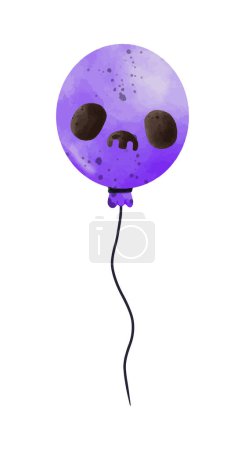 balloon of happy Halloween party watercolor vector illustration element on white background