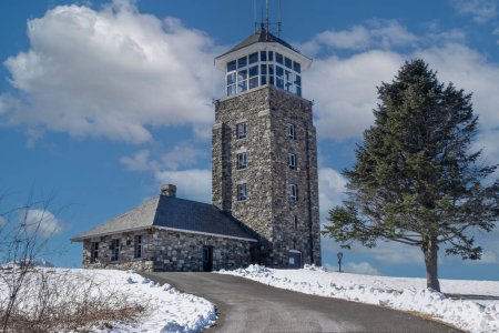 the observation tower  at the quabbin reservior in massachusetts  on a winters day