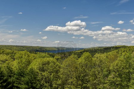  the landscape of the quabbin reservoir  on a spring day from the enfield look out