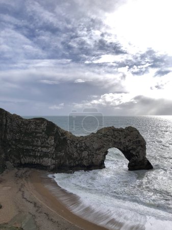 Photo for West Lulworth, Dorset, England, United Kingdom - March 1, 2024: Durdle Door in late afternoon sunlight - Royalty Free Image