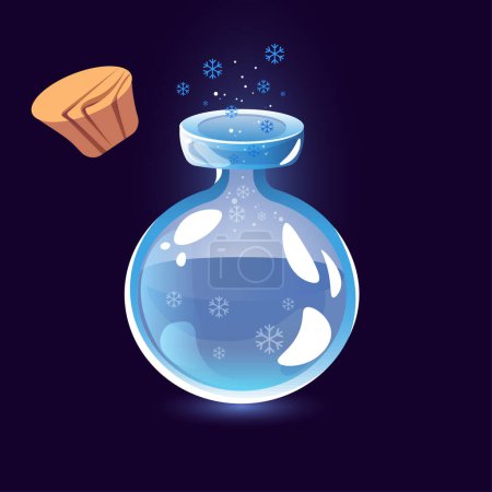 Ilustración de Una botella de copo de nieve fría y congelante poción corcho - Imagen libre de derechos
