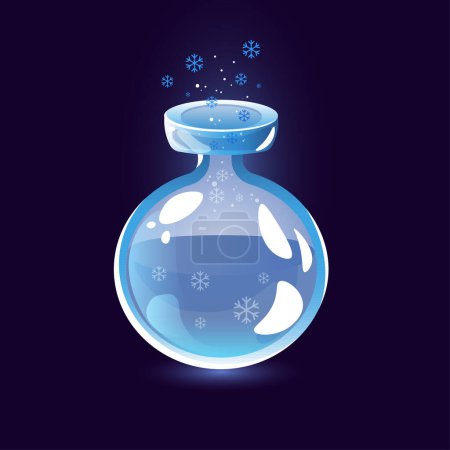 Ilustración de Una botella de poción fría y helada de copo de nieve - Imagen libre de derechos