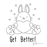 Hand-drawn vector doodle Hand-drawn vector doodle hare hugs heart and wishes you 