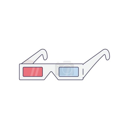 Ilustración de Gafas 3d con rojo y azul para ver una película, ilustración vectorial, sobre fondo blanco - Imagen libre de derechos