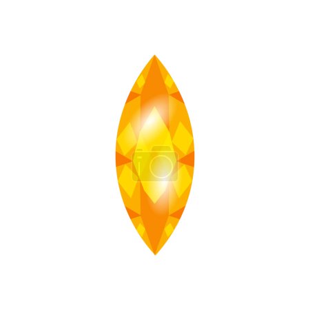 Illustration for Yellow faceted gemstone, oval cut. vector illustration on white background cartoon - Royalty Free Image