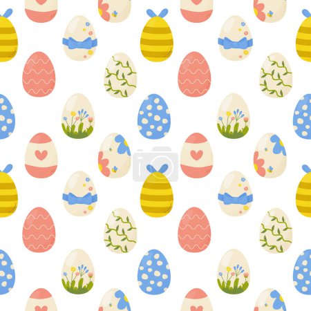 Ilustración de Patrón sin costuras huevos de Pascua con diferentes texturas. Para su diseño, papel de embalaje, tela. - Imagen libre de derechos