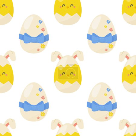 Ilustración de Huevos de Pascua sin costura con forma de pollo. Vector Para su diseño, papel de embalaje, tela. - Imagen libre de derechos