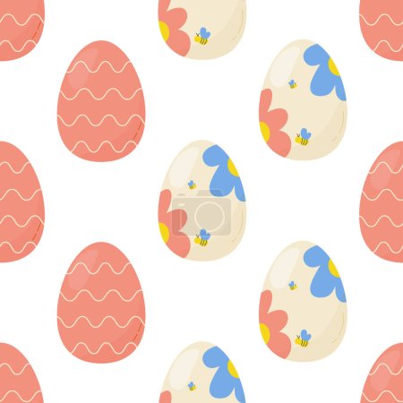 Ilustración de Patrón sin costura huevos de Pascua con flores. Vector Para su diseño, papel de embalaje, tela. - Imagen libre de derechos
