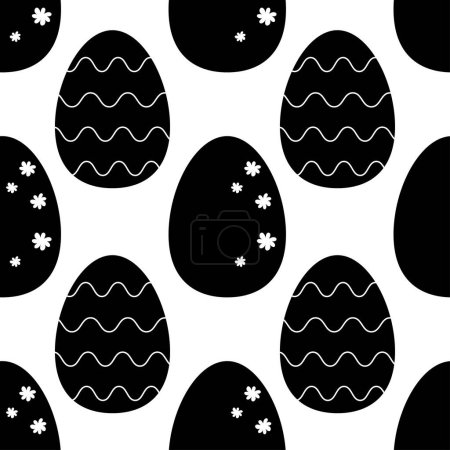 Ilustración de Patrón sin costuras huevos de Pascua blanco y negro, silueta. Vector Para su diseño, papel de embalaje, tela. - Imagen libre de derechos