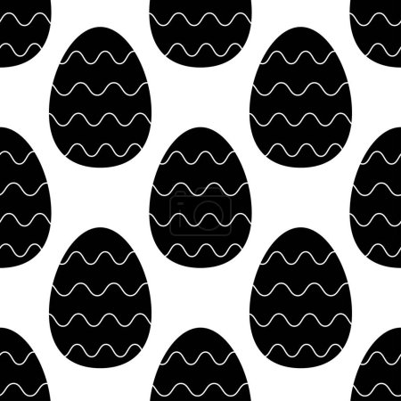 Ilustración de Patrón sin costuras huevos de Pascua blanco y negro, silueta. Vector Para su diseño, papel de embalaje, tela. - Imagen libre de derechos