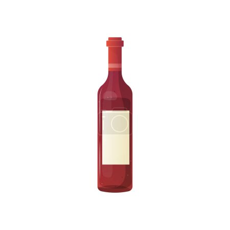 Red bard wine bottle with empty label. illustration on white background