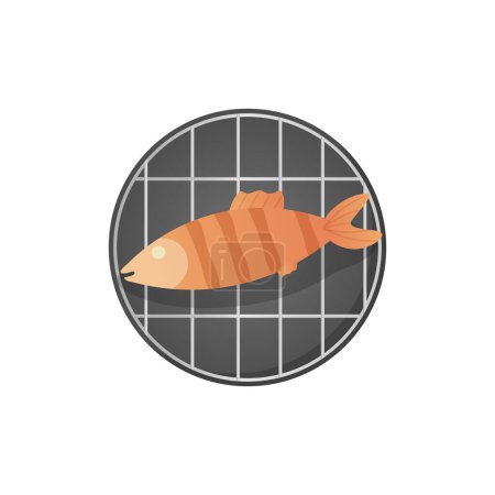  grilled fish , bbq. vector illustration on white background