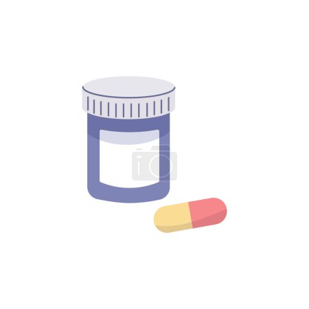 Pills in a jar,pills for illness, weight loss, on white isolated background. vector 