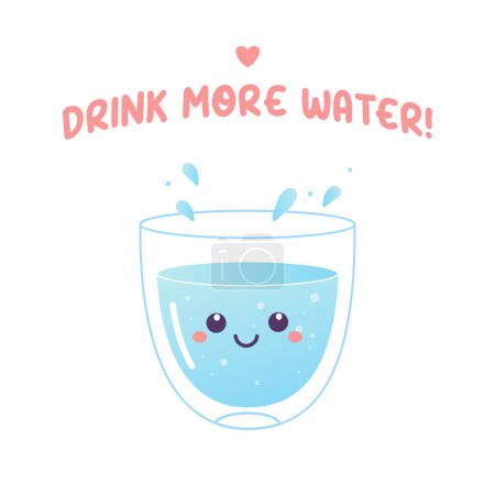 Trinken Sie mehr Wasser doppelwandiger Becher mit Wasser, Charakter-Vektor 