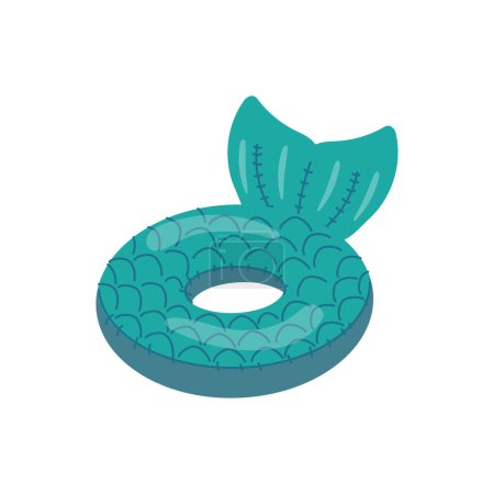 Swim rings, pool games rubber toys, colorful lifebuoys. Swimming circles, cute pool  in the shape of a mermaid tail