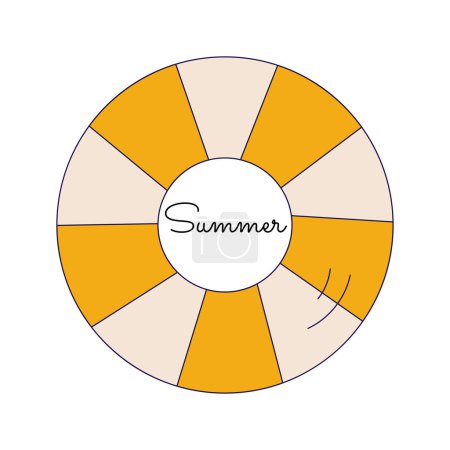 Summer. Yellow retro circle, lifebuoy simple vector. Isolated on white 