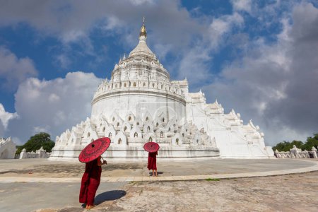 Photo for Mingun, Mandalay,Myanmar, November 16, 2016: The white pagoda of Hsinbyume is located near Mingun Pagoda,near Mandalay, Myanmar. - Royalty Free Image