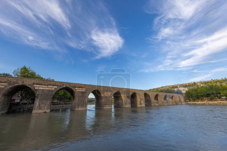 Photo for Diyarbakir, Turkey historic ten-eyed bridge view (on gozlu kopru) - Royalty Free Image