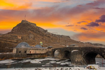 View over the castle of Kars, in Kars, Turkey. Kars is a province in the Northeastern Turkey, close to the Armenian border.