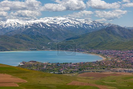 View over the Lake Van and the town of Tatvan, in the province of Bitlis, Turkey