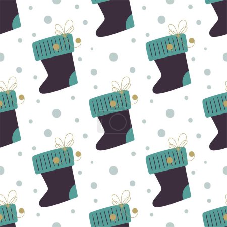 Ilustración de Lindos calcetines de regalo de Navidad. Festival de invierno patrón sin costuras. - Imagen libre de derechos