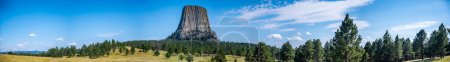Photo for Geological formation called Devils Tower against an empty sky - Royalty Free Image