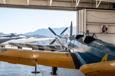 Photo for Palm Springs, California, USA - 2.2022 - Open hanger with airplanes at the Air Museum. High quality photo - Royalty Free Image