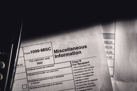 Foto de IRS 1099Tax Form for documenting miscellaneous information and income. High quality photo - Imagen libre de derechos