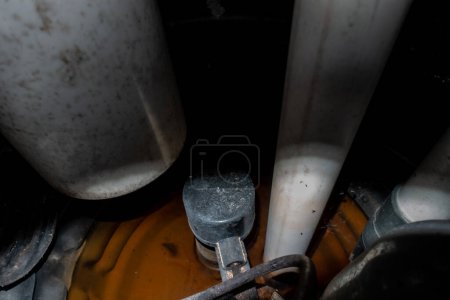 Photo for Typical home installation of a sump pit to collect water to keep a basement dry - Royalty Free Image