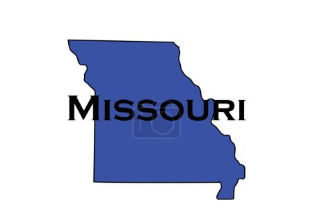 Téléchargez les photos : Politiquement libéral état bleu du Missouri avec un contour de carte. Illustration de haute qualité - en image libre de droit